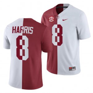 Men's Alabama Crimson Tide #8 Christian Harris White Crimson NCAA Split College Football Jersey 2403GXSI6